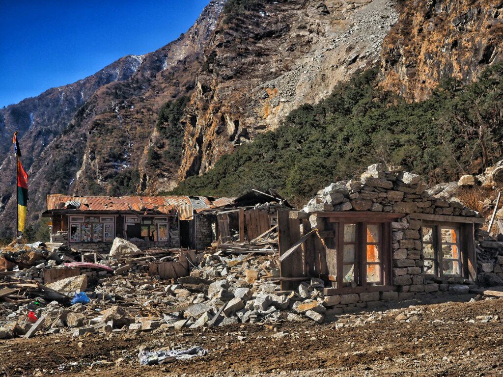 Not much left of what used to be a guesthouse in Langtang Valley.. This is whats left of Thyangsyap Village 