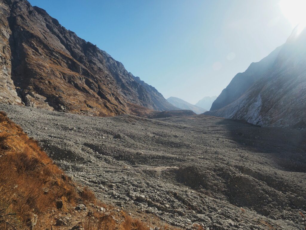 Where Langtang Village used to be, before it got swaped away from the landslide. The path goes straight across 