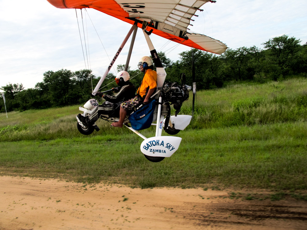 Take off for micro flight over Victoria Falls