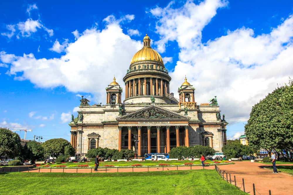 Saint Isaac's Cathedral in central Saint Petersburg.