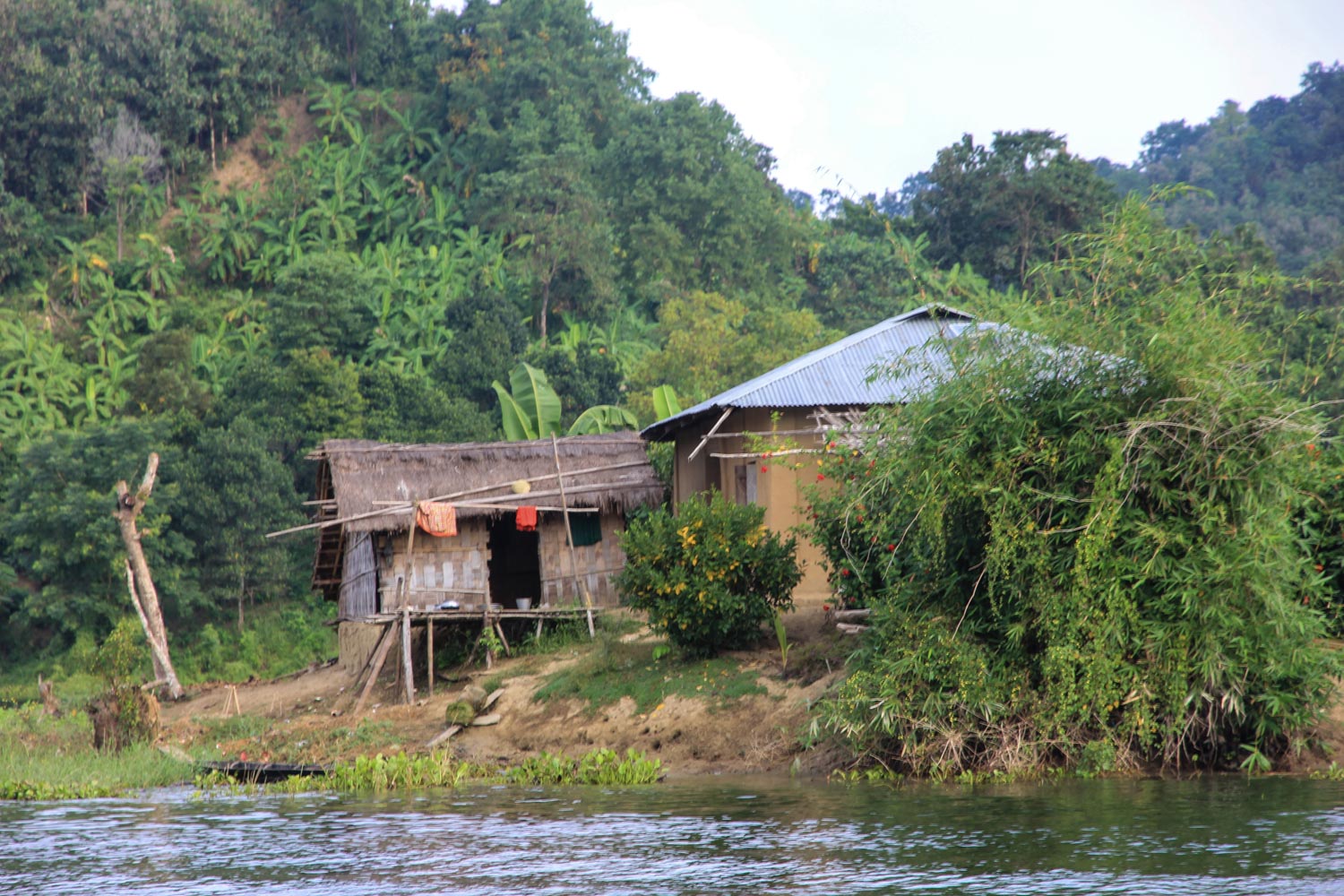A small communty on the lake in Chittagong hill tracks