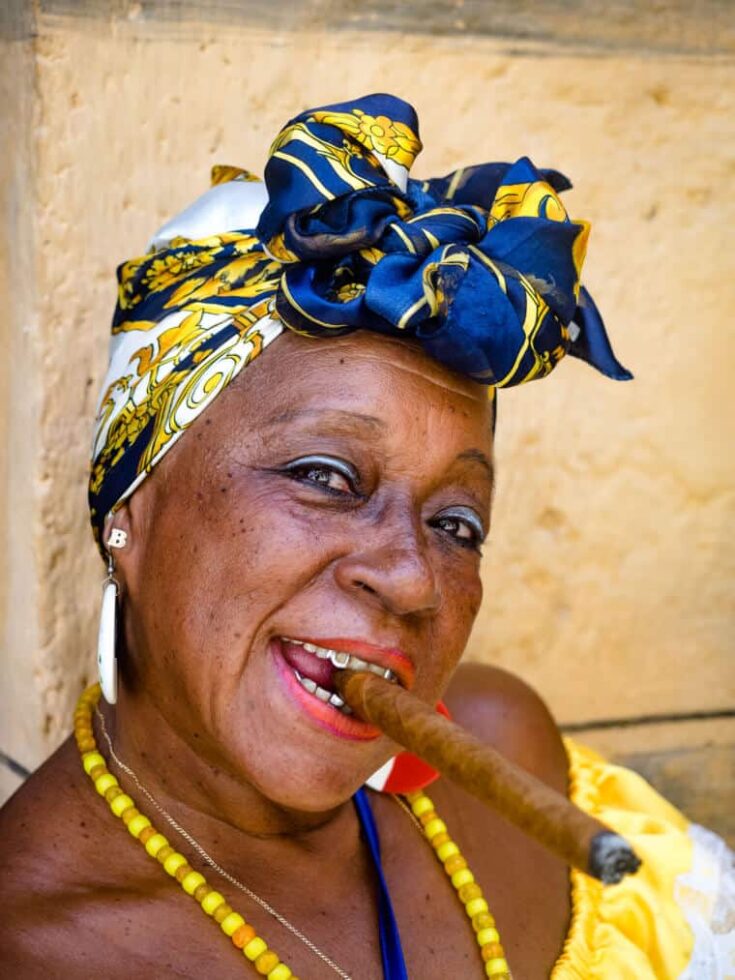 Cuban woman smoking a cigar