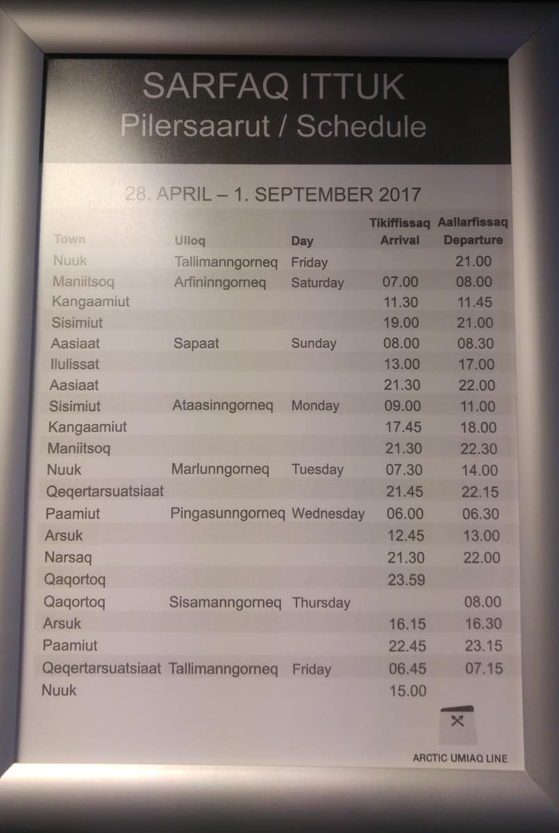 greenland ferry schedule