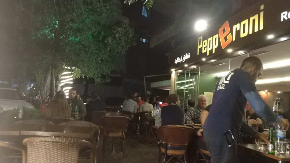pizza and beer in Aleppo in Syria