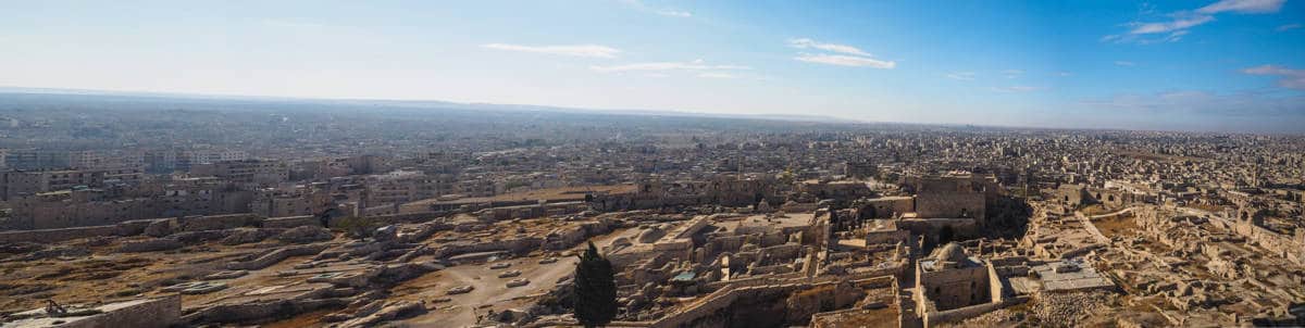 Panoramic view over Aleppo Citadel in Syria