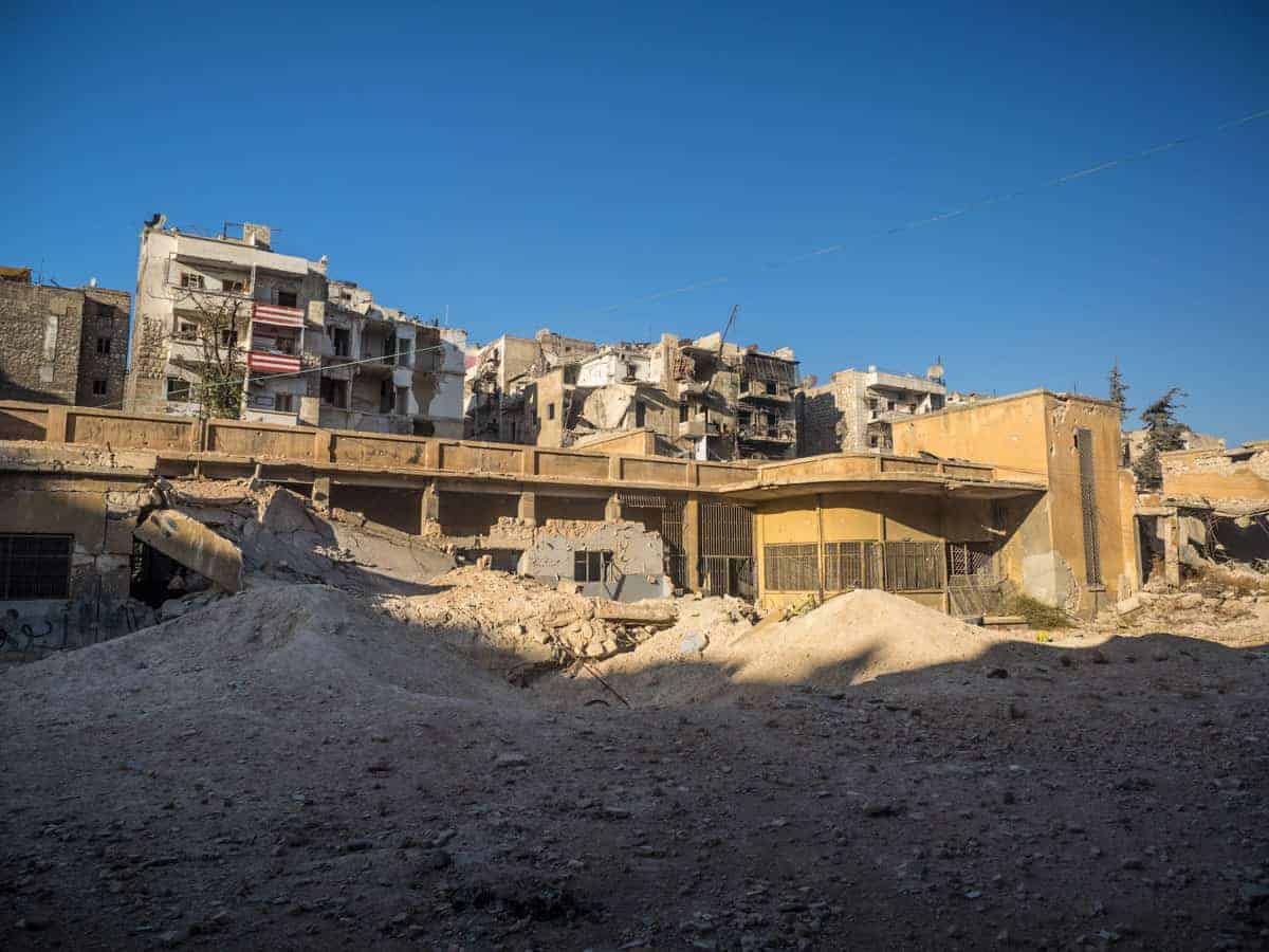 Old school used as a terroist base in Aleppo, damaged from airstrike