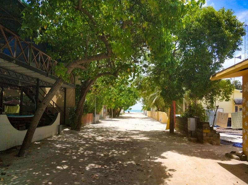 Dhigurah main street in the Maldives