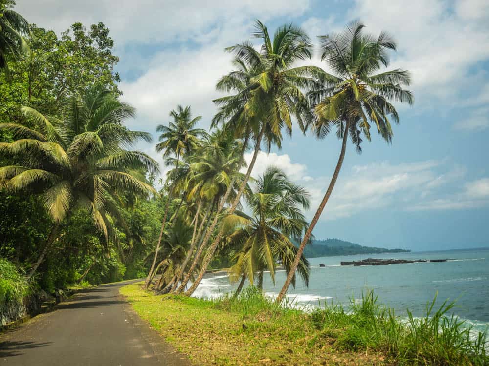 The road along the northern coast of sao tome