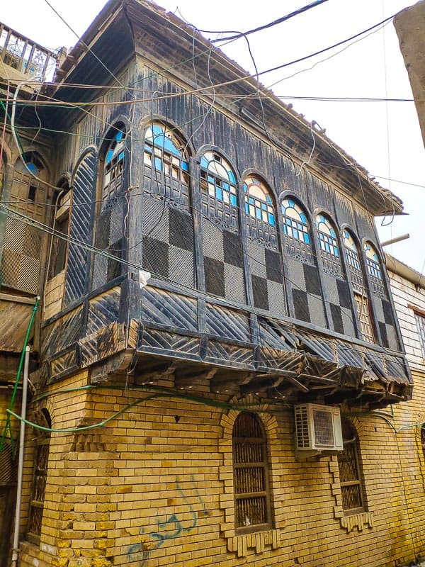 a beautiful wood carved Shanasheel in a old alley Basra in Iraq