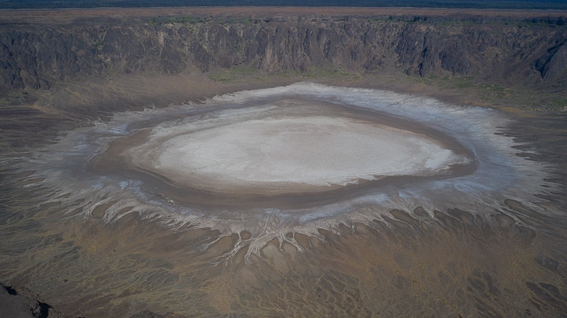 white sodium phosphate in Al Wahbah Crater In Saudi Arabia.