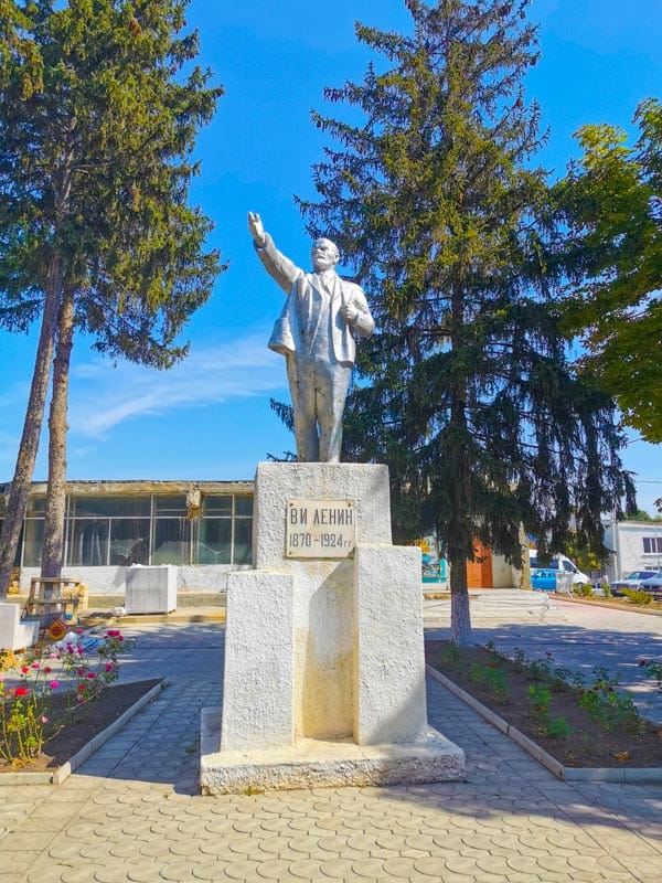 a silver Lenin statue in Transnistria one of many in the state
