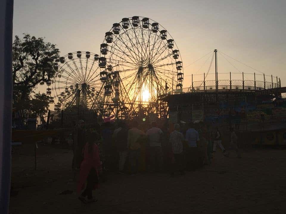 Two ferris wheel in Pushkar