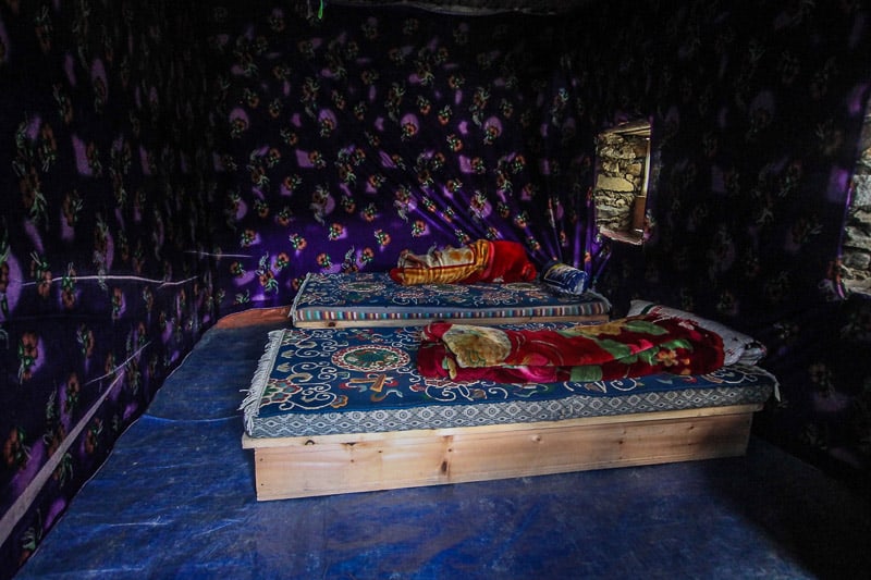 typical beds in nepal in the himalays