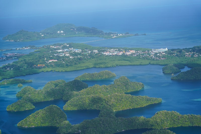 Koror from the air in Palau