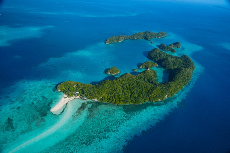Long Beach seen from the air, maybe the most beautiful beach in all of Palau pure paradise