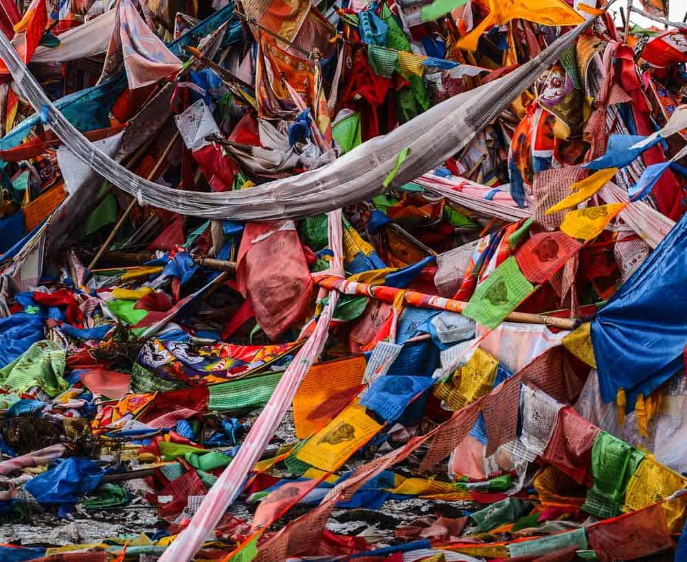 Tibetan prayer flags Sichuan China